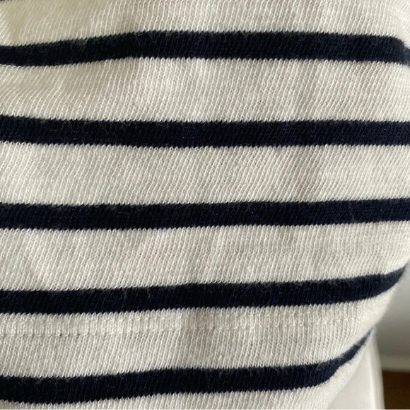 LOFT Striped Coastal Navy and Cream Boatneck 3/4 Sleeve Knit  Sweater Top Size L - Picture 5 of 14